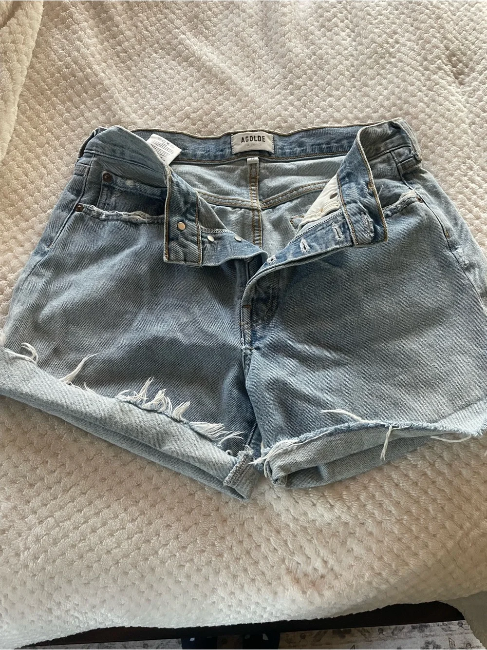 Agolde Parker long jean shorts with cuff